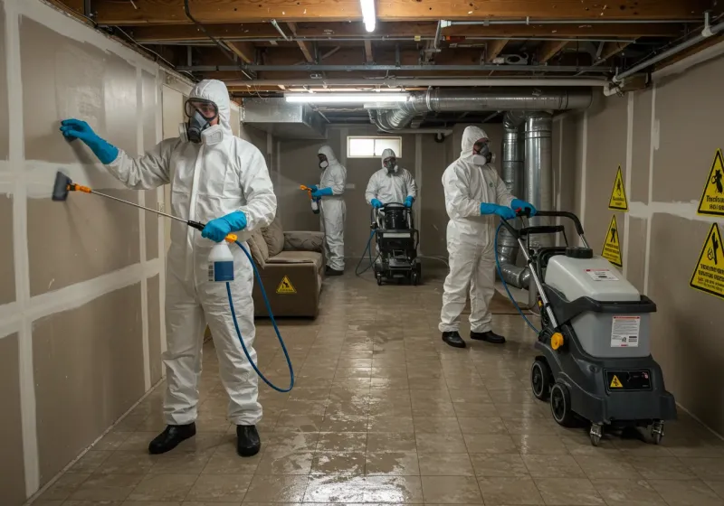 Basement Moisture Removal and Structural Drying process in Wilsonville, AL